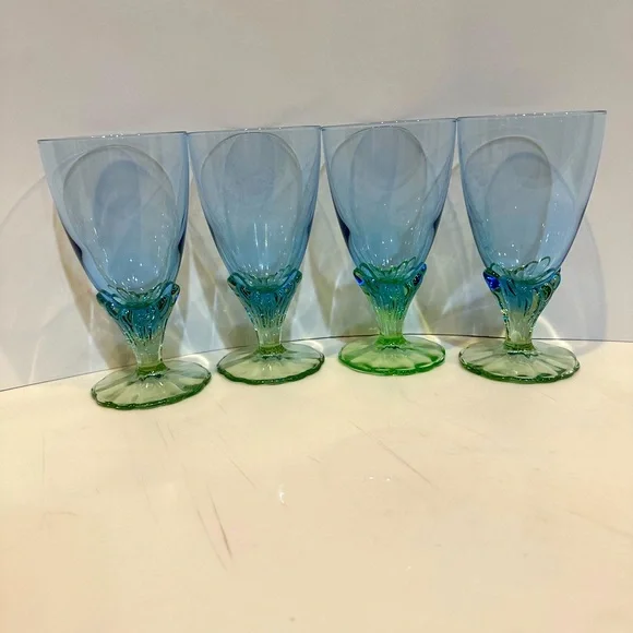 VTG BORMIOLI ROCCO BAHIA FOOTED GOBLET ITALY SET OF 4 5 5/8” JUICE WATER WINE DC - Picture 9 of 10